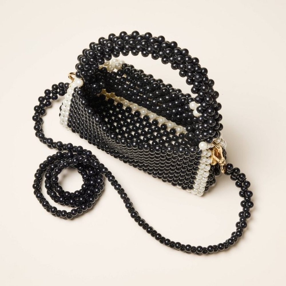 Kate Spade x Target Black and White Colorblock Beaded Crossbody Bag - Picture 3 of 11